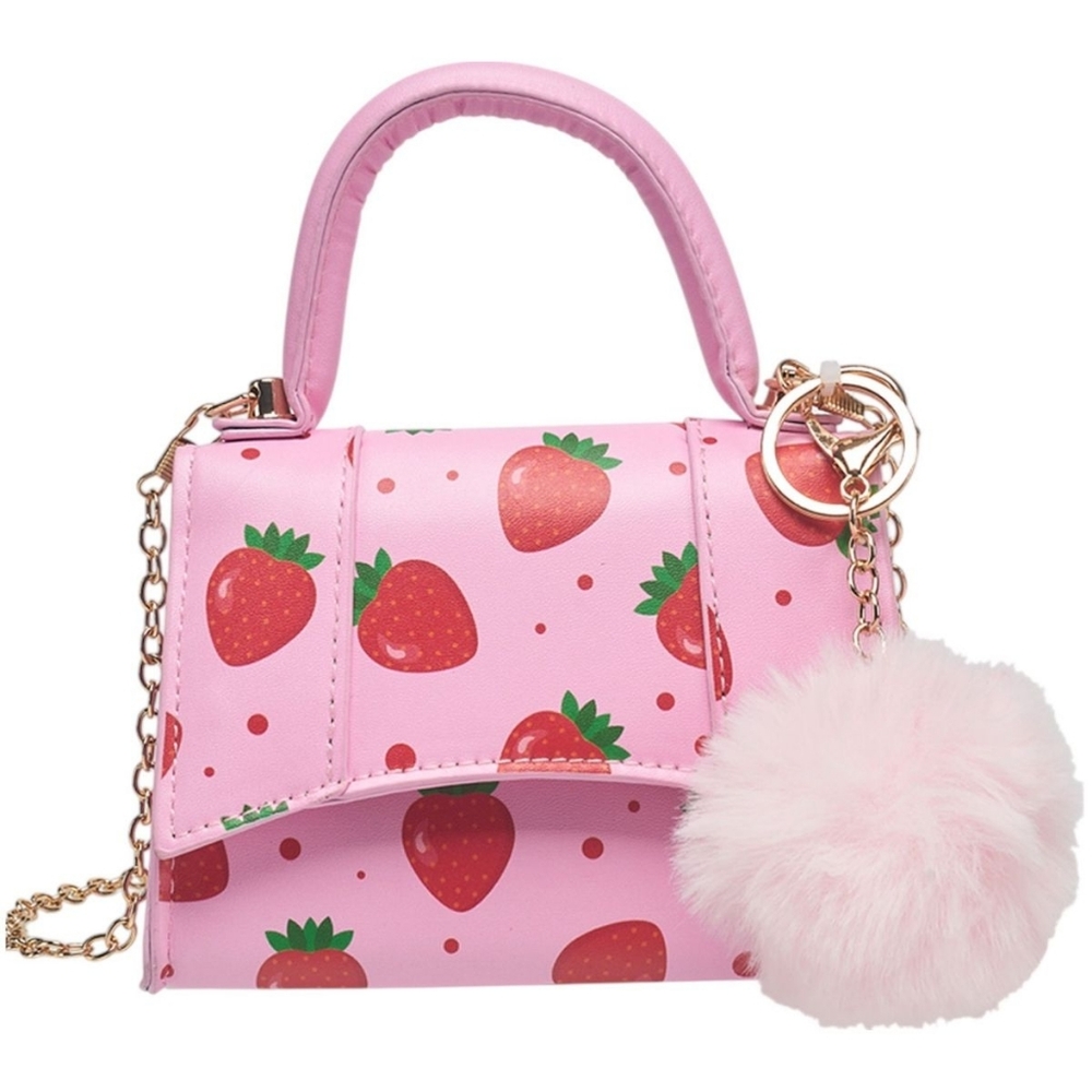 Willow & Ruby Girls' Strawberry Fields Mini Top Handle Bag with Pom Charm